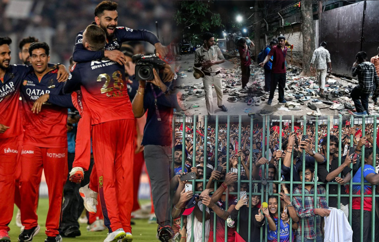 මුලු ඉන්දියාවම නිහඩ කළ ජයග්‍රහනය, මේ වනවිට 11 දෙනෙකු මිය ගොස් තිබේ.-At least 11 dead in stampede outside cricket stadium in southern India ජය සමරන්න ආ ක් මරු තුරුලට