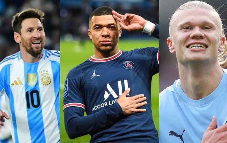 Messi, Mbappe සහ Erling Haaland සුපිරි ත්‍රිත්වය පාපන්දුලොව ගිනියම් කරයි!
