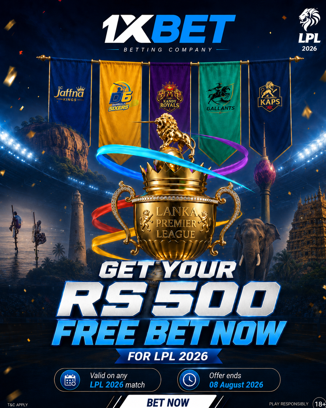 Get your Rs 500 Free Bet for LPL 2026