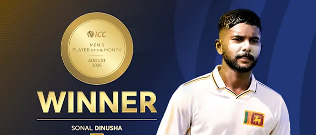 අගෝස්තු මාසයේ ICC පිරිමි අංශයේ ‘මාසයේ හොඳම ක්රීඩකයා’ සම්මානය සෝනල් දිනුෂ දිනා ගනී.